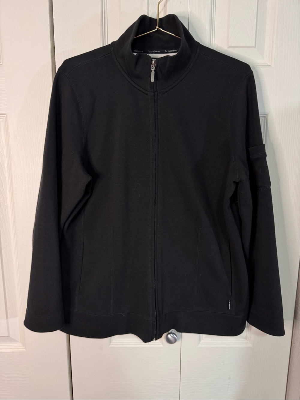 Liz Claiborne Black Lightweight Full-Zip Shirt Jacket